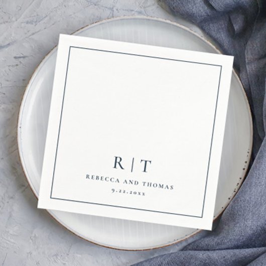 モノグラムモダンミニマル結婚リスト スタンダードカクテルナプキン