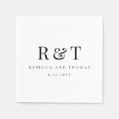 モノグラムモダンミニマル結婚リスト スタンダードカクテルナプキン (正面)