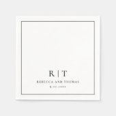 モノグラムモダンミニマル結婚リスト スタンダードカクテルナプキン (正面)