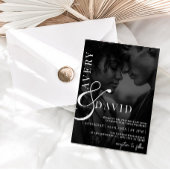 モノグラムモダンミニマ結婚リストの黒写真 招待状