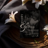 モノグラムモダンミニマ結婚リストの黒写真 招待状