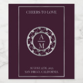 モノグラムモダンミニマ結婚リスト ワインラベル (シングルラベル)