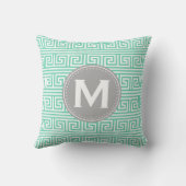 モノグラムモダンミントギリシャ鍵パターン クッション (裏面)
