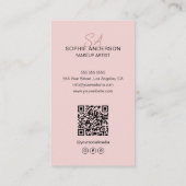 モノグラムモダンメイクアップアーティスト写真ピンク 名刺 (裏面)