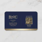 モノグラムモダンメディカルカドゥセウス青フェイク金ゴールド 名刺 (裏面)