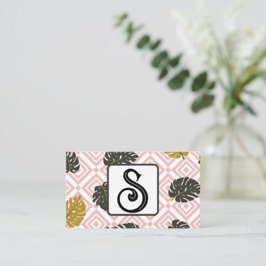 モノグラムモダンモンステラ葉 名刺 (スタンド正面)