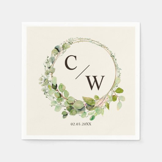 モノグラムモダンユエレガントーカリ スタンダードカクテルナプキン (正面)