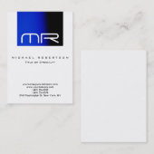 モノグラムモダンユニークホワイトブルービジネスカード 名刺 (正面/裏面)