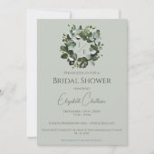 モノグラムモダンユーカリリースブライダルシャワー 招待状 (正面)