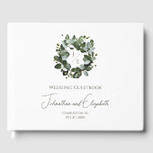 モノグラムモダンユーカリリース結婚ズ | ヘビーホワイト ゲストブック (正面)