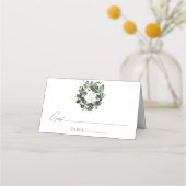 モノグラムモダンユーカリリース結婚ズ | ヘビーホワイト プレイスカード (正面)