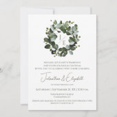 モノグラムモダンユーカリリース結婚ズ | ヘビーホワイト 招待状 (正面)