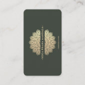 モノグラムモダンヨガインストラクターグリーン金ゴールド曼荼羅 名刺 (正面)