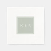 モノグラムモダンライトセージカクテル スタンダードカクテルナプキン (正面)