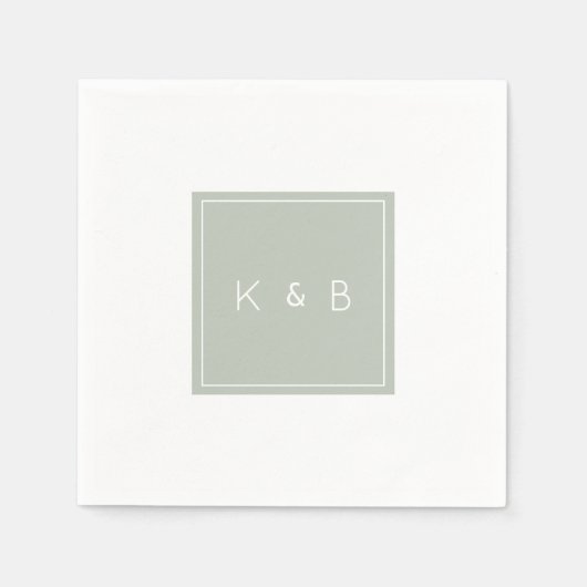 モノグラムモダンライトセージカクテル スタンダードカクテルナプキン (正面)