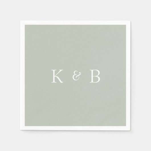 モノグラムモダンライトセージIIカクテル スタンダードカクテルナプキン (正面)