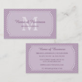 モノグラムモダンライトパープルクローバー（名前あり） 名刺 (正面/裏面)