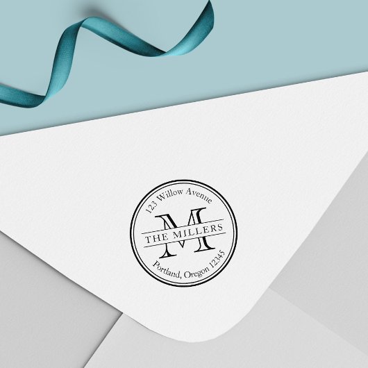 モノグラムモダンラウンド名縁ど名差出人住所 セルフインキングスタンプ