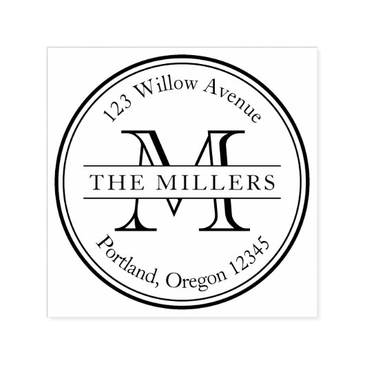 モノグラムモダンラウンド名縁ど名差出人住所 セルフインキングスタンプ (デザイン)