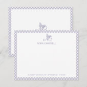 モノグラムモダンラベエレガントンダーギンガムチェック ノートカード (正面/裏面)