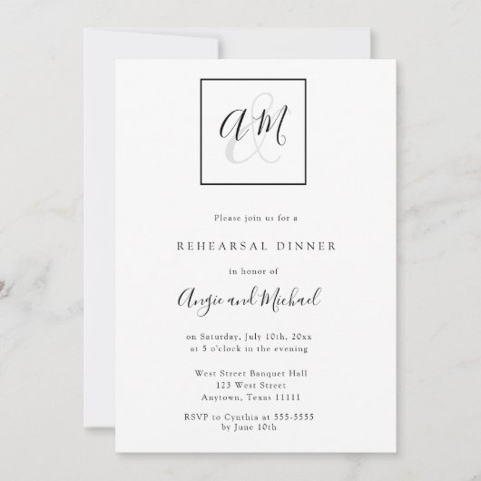 モノグラムモダンリハーサルディナー招待状 招待状 (正面)