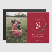 モノグラムモダンリースフォトクリスマスカード (正面/裏面)