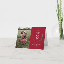 モノグラムモダンリースフォトクリスマス カード