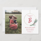 モノグラムモダンリースフォトクリスマス シーズンカード (正面)