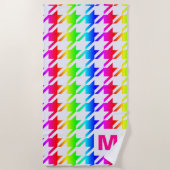 モノグラムモダンレインボーグラデーションパタ千鳥格子のーン ビーチタオル (正面)