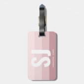 モノグラムモダンレインボー赤面ピンクストライプイニシャル ラゲッジタグ (裏面縦)
