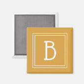 モノグラムモダンレターイニシャルテンプレート黄 マグネット (正面/裏面)