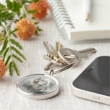 モノグラムモダンレターBキーチェーン – チューリップ&つる植物