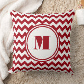 モノグラムモダンレッドシェブロンストライプ クッション (ブランケット)