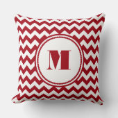 モノグラムモダンレッドシェブロンストライプ クッション (正面)
