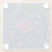 モノグラムモダンレッド・グレー・ネイビー・ベリーパターン ガラスコースター (裏面)