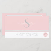 モノグラムモダンロゴピンクサロンギフト証明書 (正面/裏面)