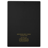 モノグラムモダンロゴブラック金ゴールドコンサルタント クリップボード (裏面)