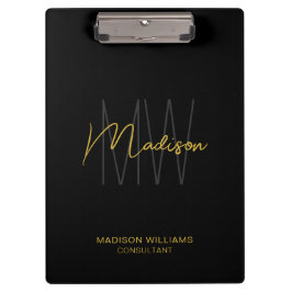 モノグラムモダンロゴブラック金ゴールドコンサルタント クリップボード