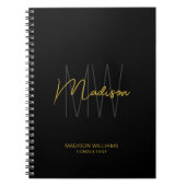 モノグラムモダンロゴブラック金ゴールドコンサルタント ノートブック (正面)