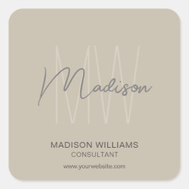 モノグラムモダンロゴベージュコンサルタント スクエアシール