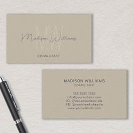 モノグラムモダンロゴベージュコンサルタント 名刺