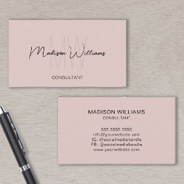 モノグラムモダンロゴ名赤面ピンクコンサルタント 名刺