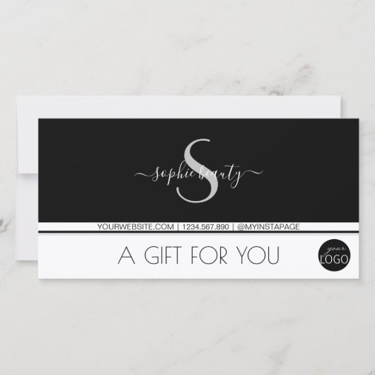 モノグラムモダンロゴ白黒ギフト券 (正面)