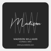 モノグラムモダンロゴ白黒コンサルタント スクエアシール (正面)