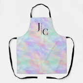 モノグラムモダンロゴ虹色オパールスタイリッシュ エプロン (正面)