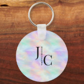 モノグラムモダンロゴ虹色オパールスタイリッシュ キーホルダー (正面)