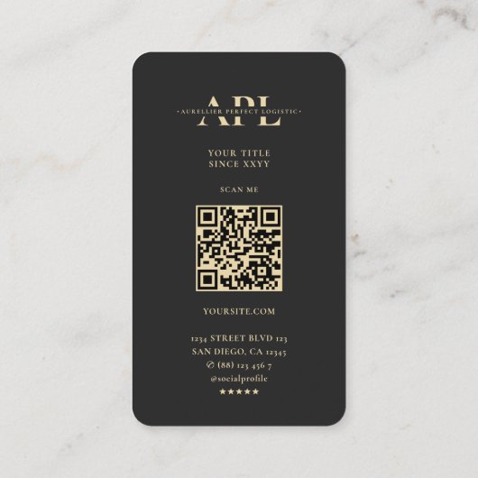 モノグラムモダンロジスティクス請負業者ブラック金ゴールド 名刺 (裏面)