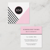 モノグラムモダンロポップ・アートのゴを使用したレトロ幾何学的アート スクエア名刺 (正面/裏面)