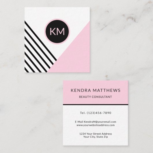 モノグラムモダンロポップ・アートのゴを使用したレトロ幾何学的アート スクエア名刺 (正面/裏面)