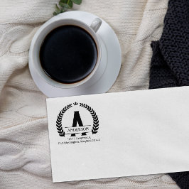 モノグラムモダンローレルカスタム差出人住所 ラバースタンプ